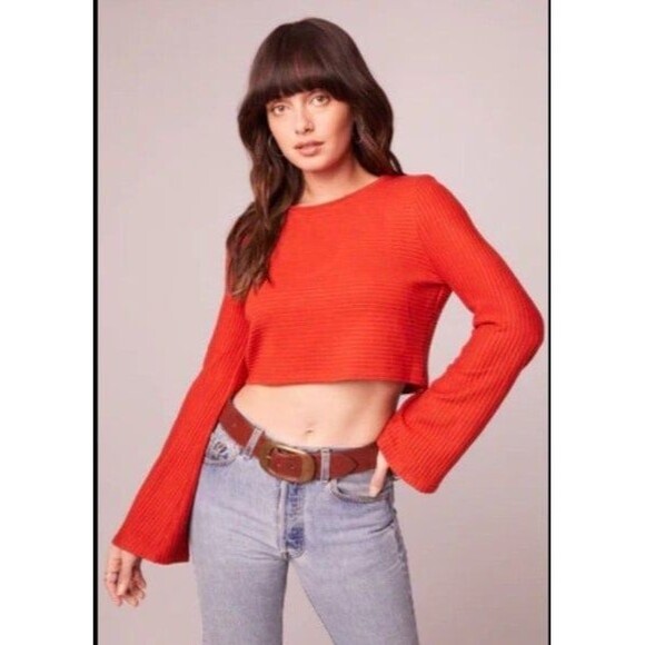 NWT Band of Gypsies Size M Rust Bell Sleeve Crop Top - Picture 1 of 4